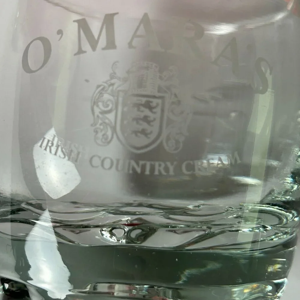 O'Mara's Irish Country‎ Cream Rippled Bottom Rocks Whiskey Glass Set of 2  Bar